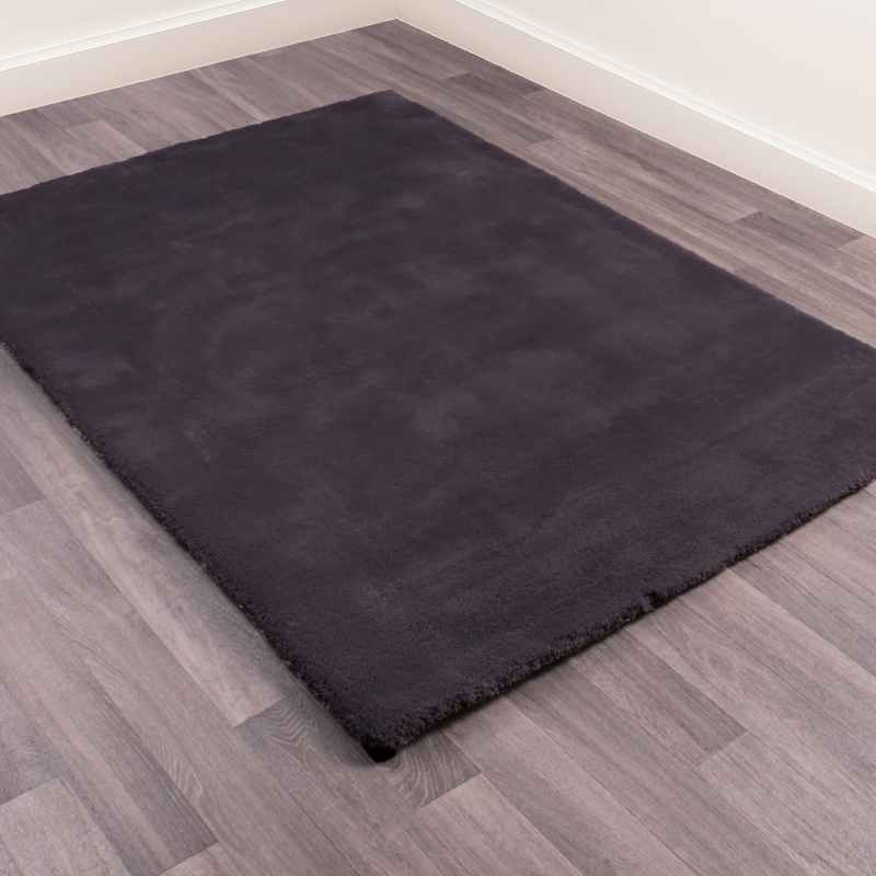 Lulu Modern Plain Shaggy Rugs in Charcoal Grey