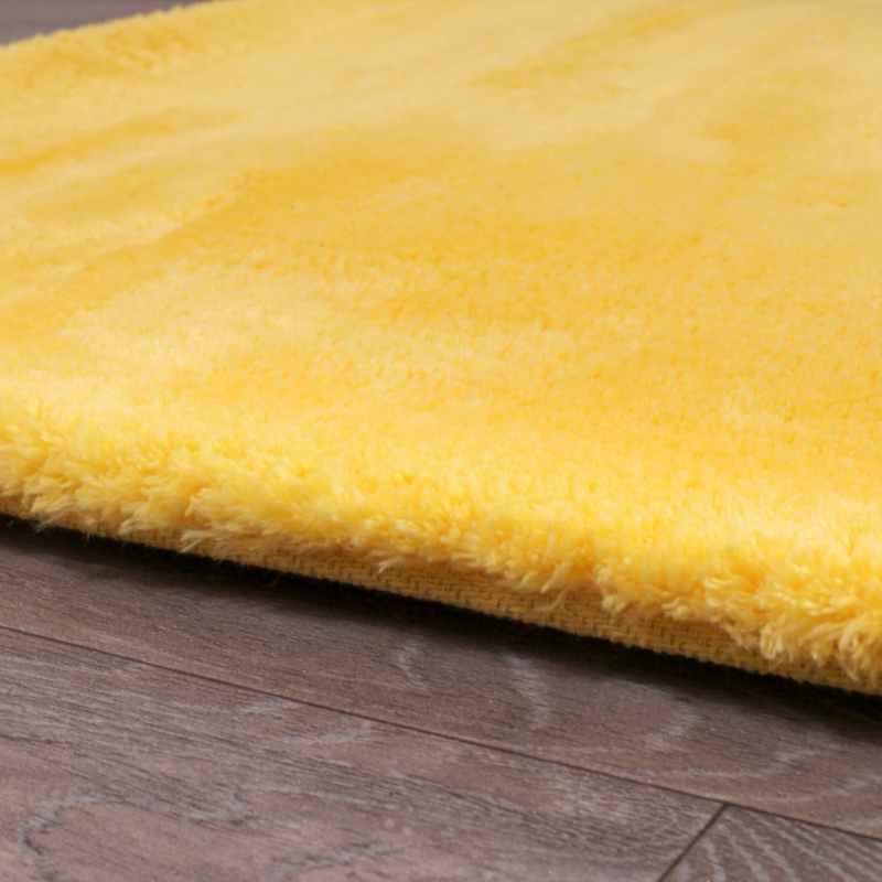 Lulu Modern Plain Shaggy Rugs in Gold Yellow