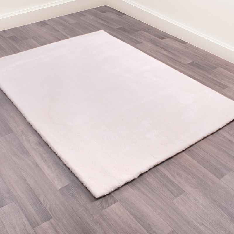 Lulu Modern Plain Shaggy Rugs in Ivory White