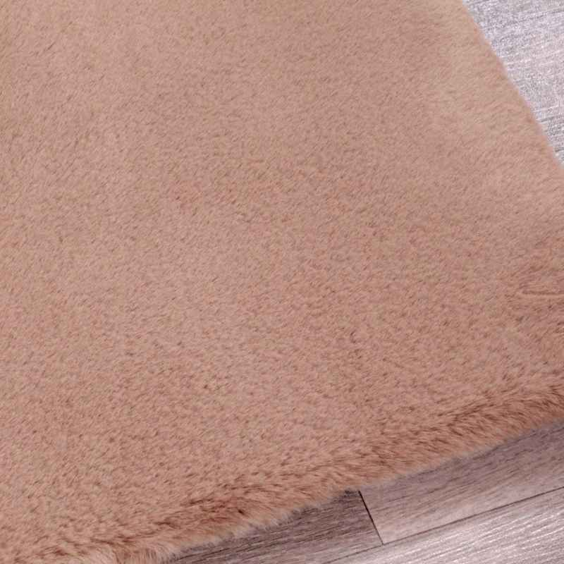 Luxe Faux Fur Modern Plain Rug in Beige