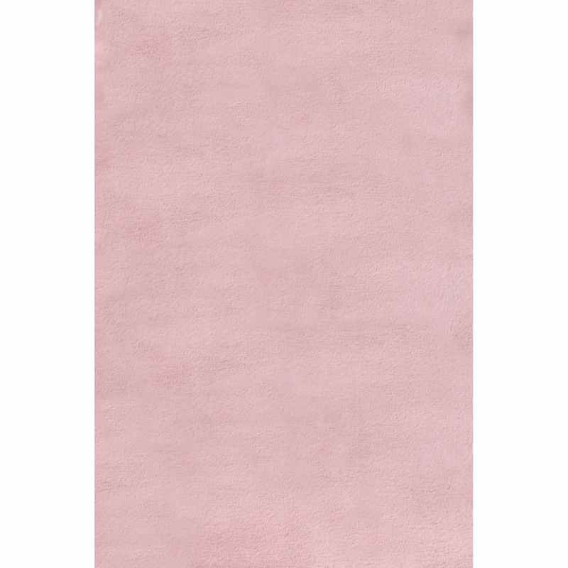 Luxe Faux Fur Modern Plain Rug in Blush Pink