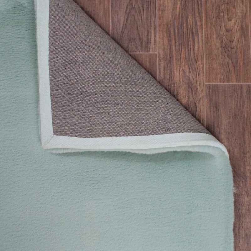Luxe Faux Fur Modern Plain Rug in Duck Egg Blue