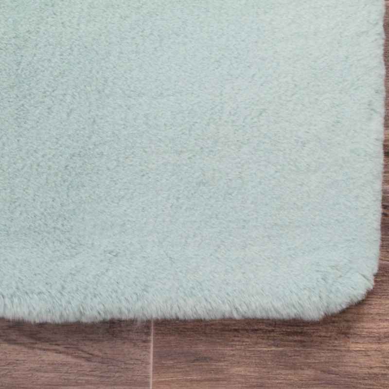 Luxe Faux Fur Modern Plain Rug in Duck Egg Blue