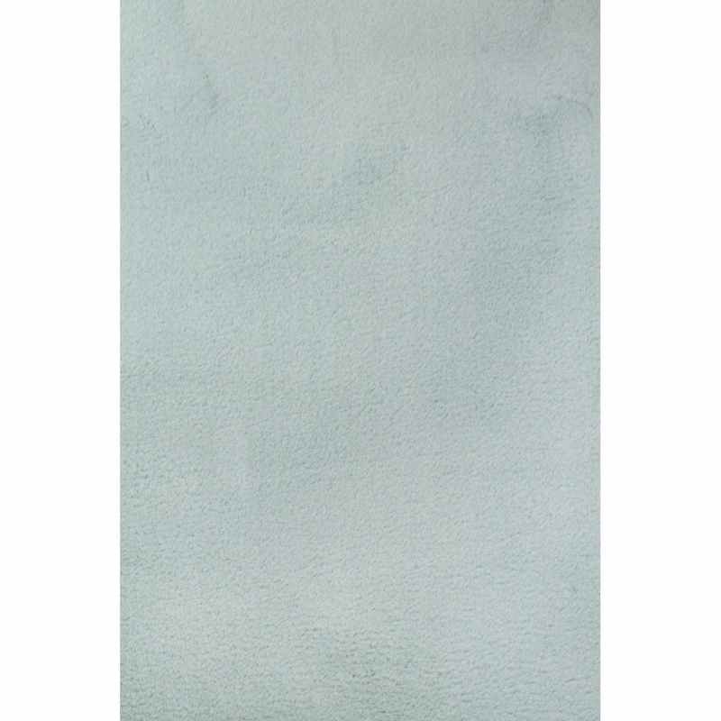 Luxe Faux Fur Modern Plain Rug in Duck Egg Blue