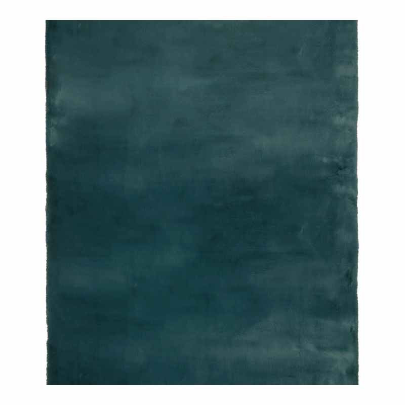 Luxe Faux Fur Modern Plain Rug in Forest Green