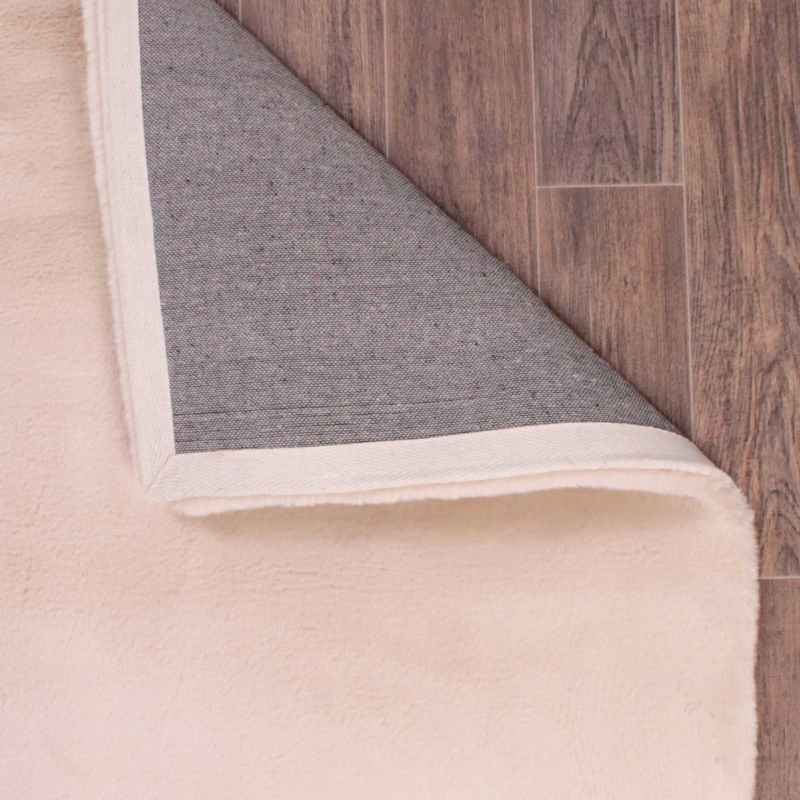 Luxe Faux Fur Modern Plain Rug in Natural Beige