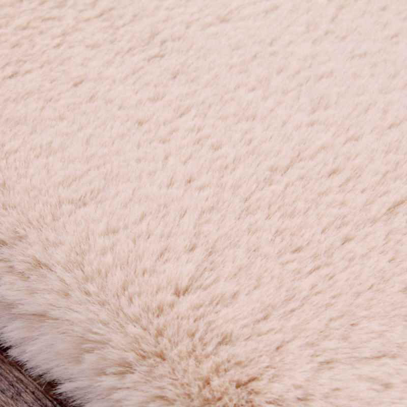 Luxe Faux Fur Modern Plain Rug in Natural Beige