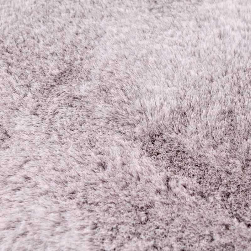 Luxe Faux Fur Modern Plain Rug in Silver Grey