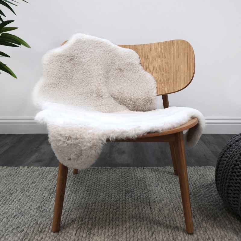 Luxury Faux Fur Plain Modern Shaped Rug 2 in Ivory White
