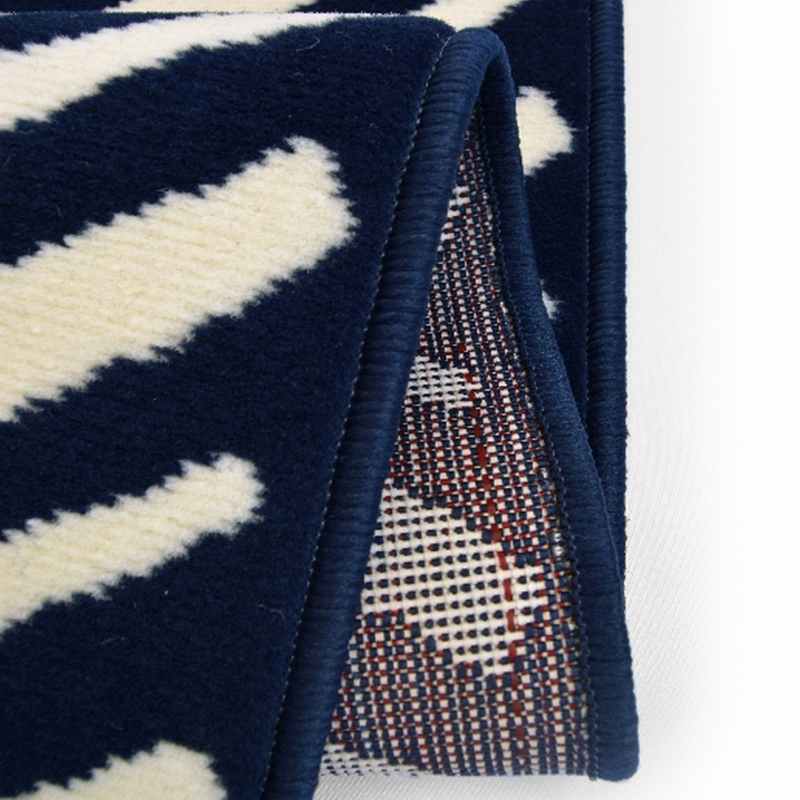 Maestro Herringbone Stripe Modern Rugs in Navy Blue