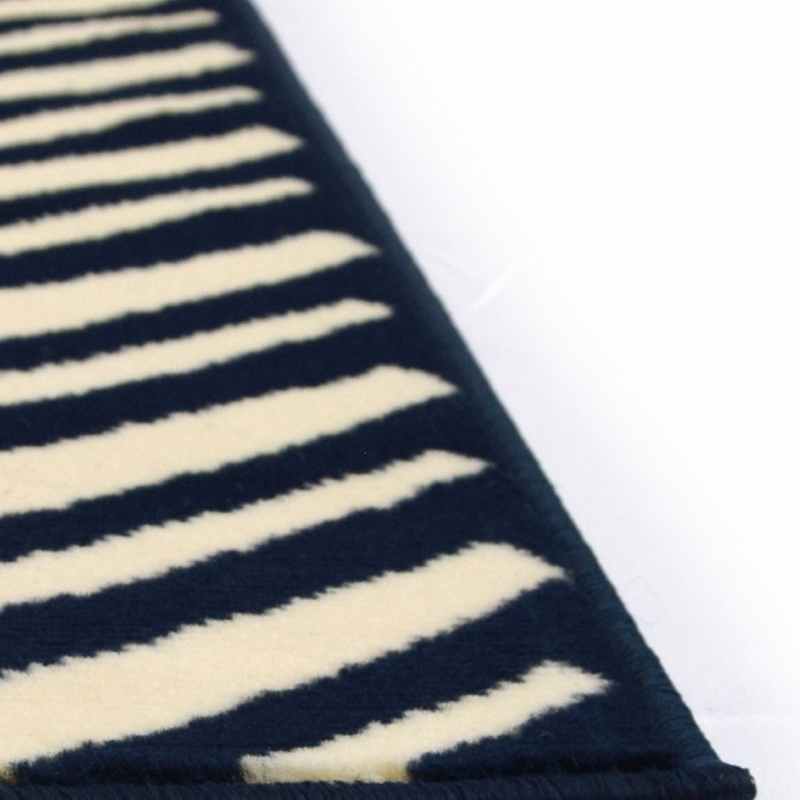Maestro Herringbone Stripe Modern Rugs in Navy Blue