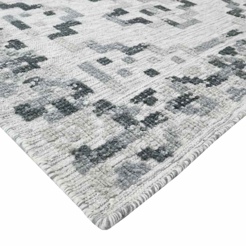 Manika 03 Traditional Border Textured Rugs in Grey