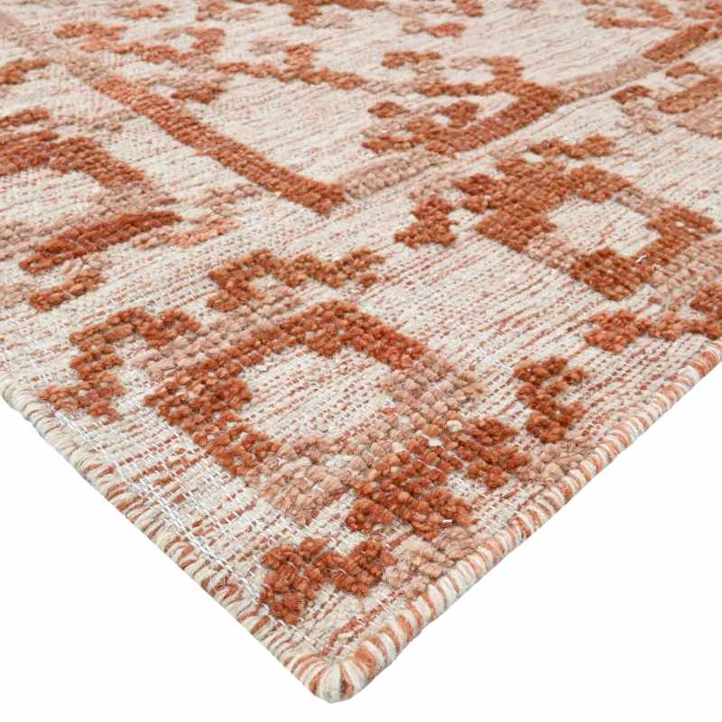 Manika 04 Traditional Border Textured Rugs in Blush Pink