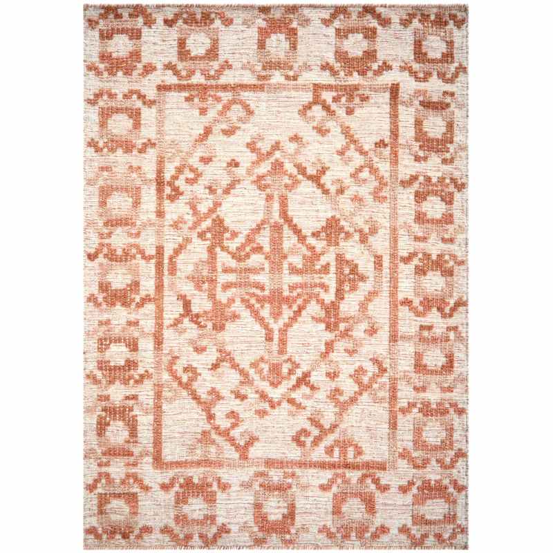Manika 04 Traditional Border Textured Rugs in Blush Pink