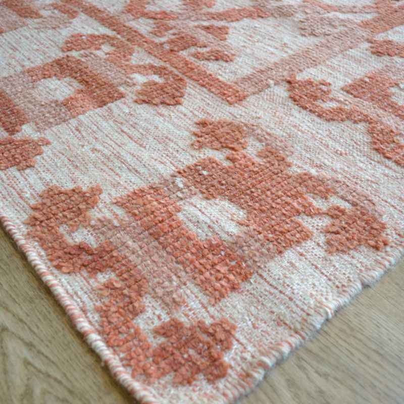 Manika 04 Traditional Border Textured Rugs in Blush Pink