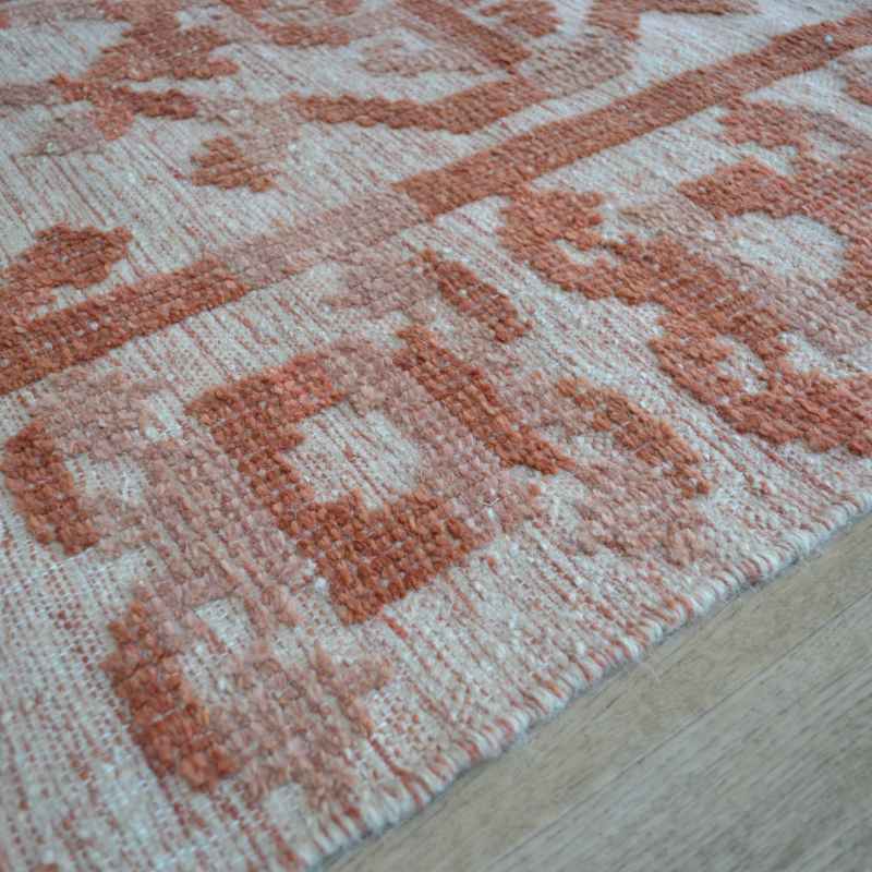 Manika 04 Traditional Border Textured Rugs in Blush Pink
