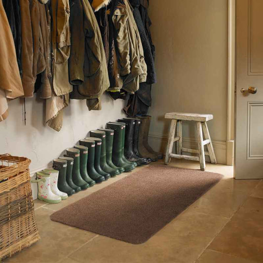 Multi Grip Washable Plain Doormat in Mocha Brown