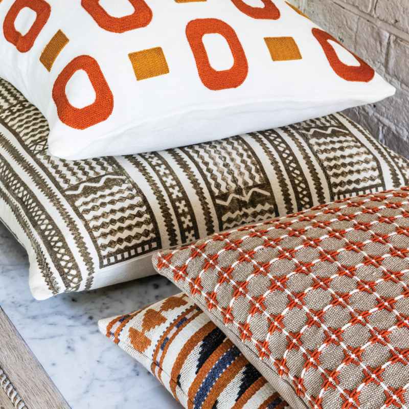 Maakola Geometric Cushion by William Yeoward in Spice Orange
