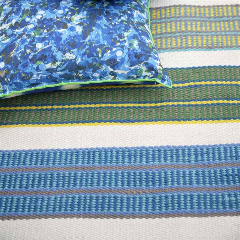 Mahakam Stripe Indoor Outdoor Rug by Designers Guild in Cobalt Blue