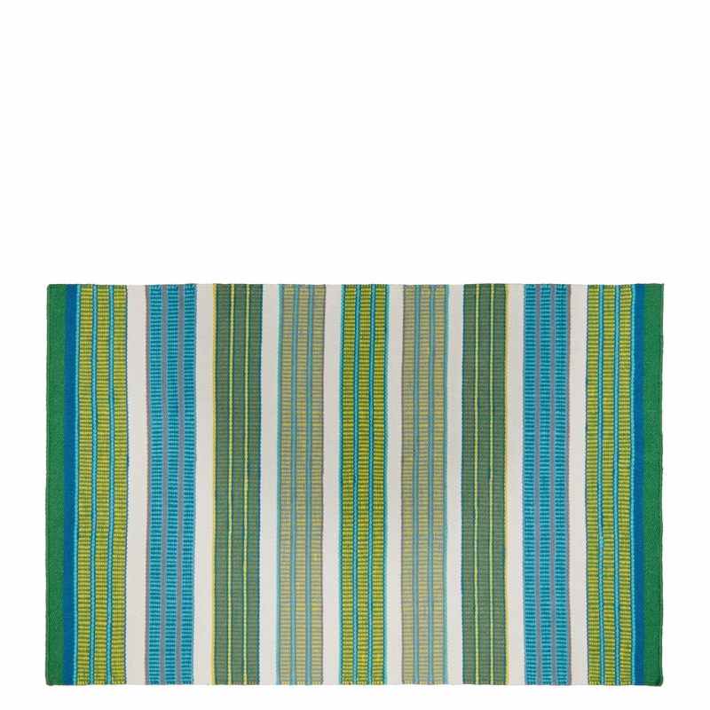 Mahakam Stripe Indoor Outdoor Rug by Designers Guild in Cobalt Blue