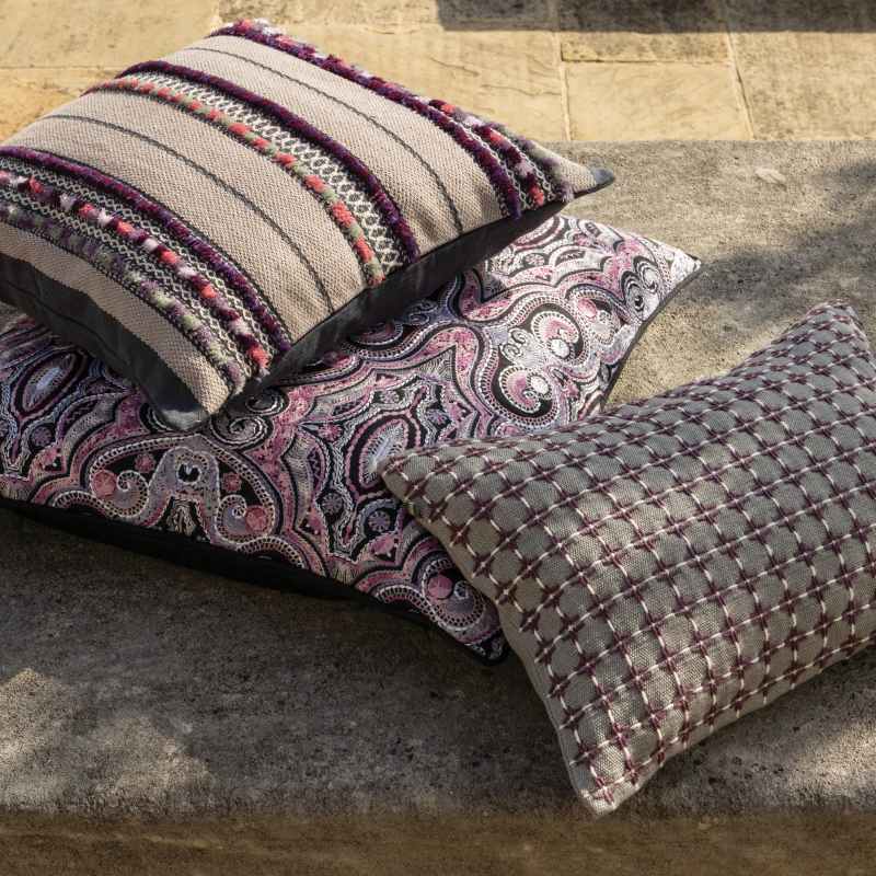 Mangala Jacquard Cushion by William Yeoward in Aubergine Purple