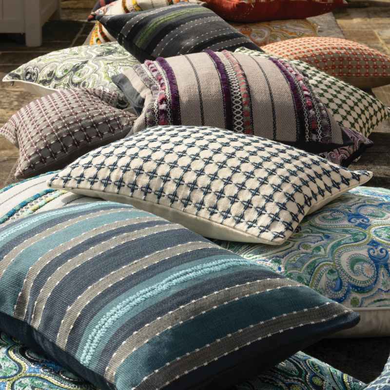 Mangala Jacquard Cushion by William Yeoward in Aubergine Purple