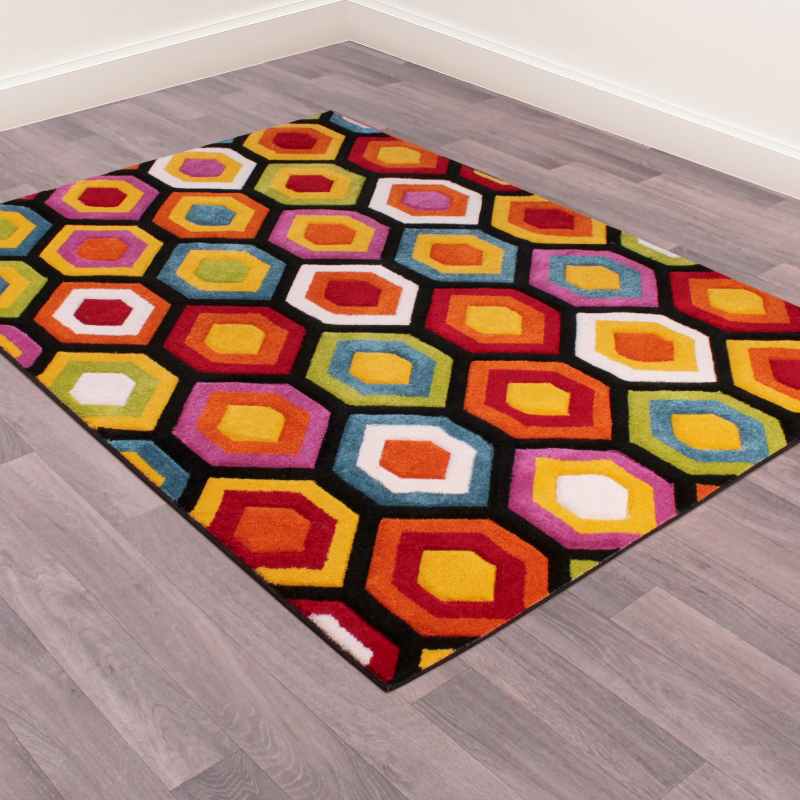 Spectra Marco Carved Geometric Modern Rugs in Multi