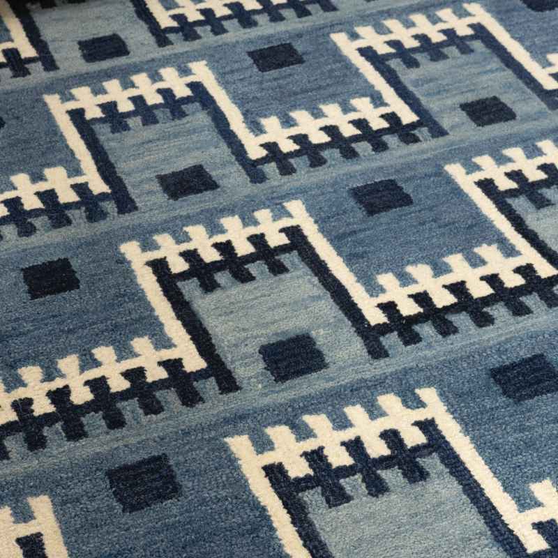 Marga Designer Wool rugs by William Yeoward in Indigo Blue