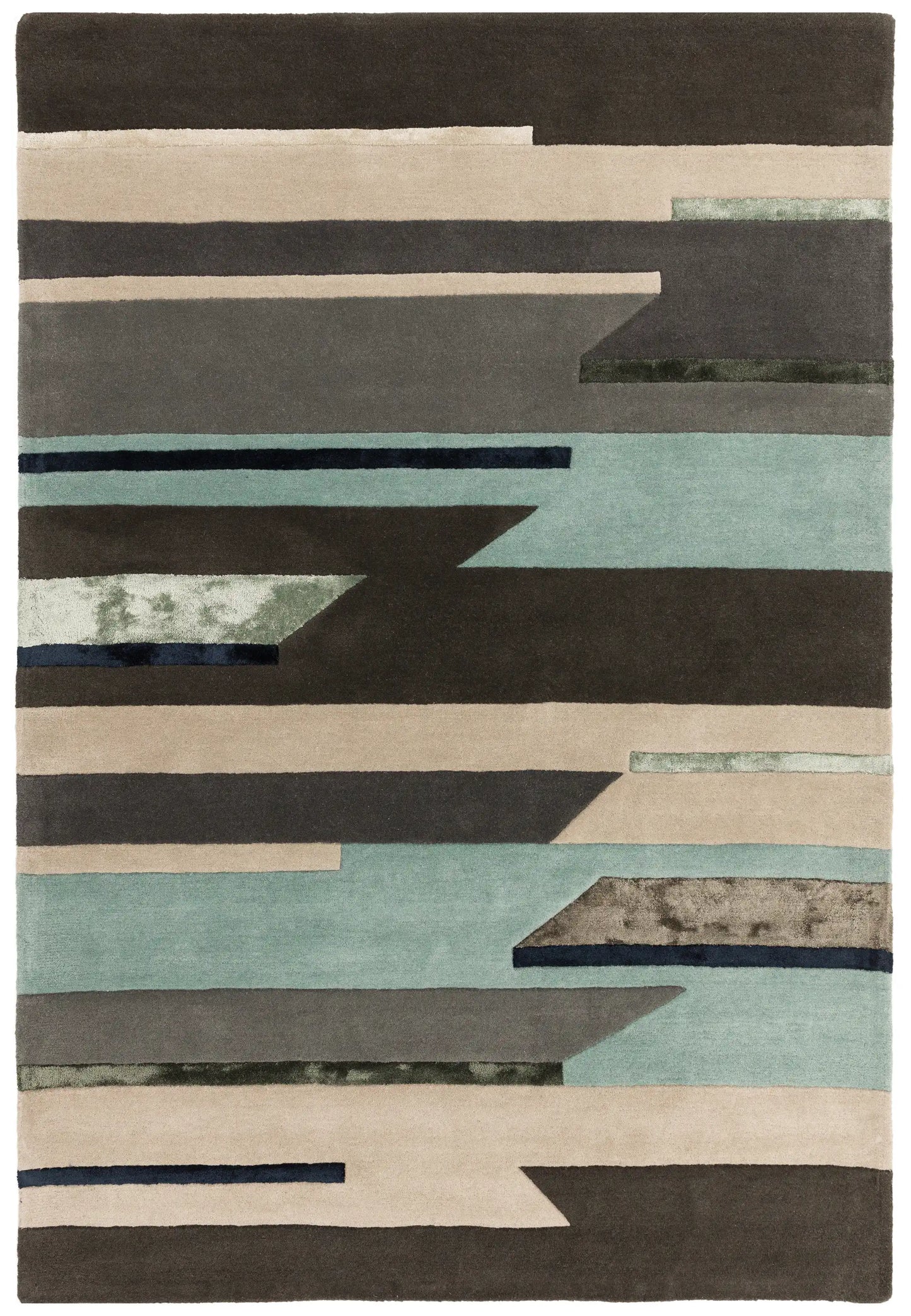 Asiatic code matrix max63 rhombus blue Blue, Beige, Multicoloured Wool Rug.