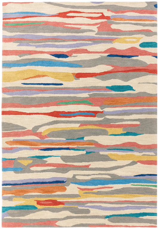 Asiatic code matrix max72 ping multi Multicoloured  Wool Rug.