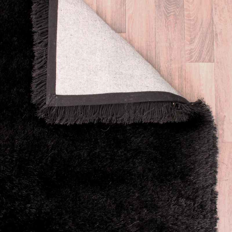 Mayfair Modern Plain Shaggy Rugs in Black