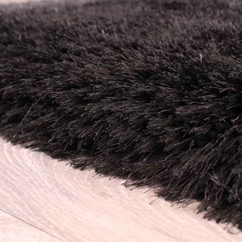 Mayfair Modern Plain Shaggy Rugs in Black