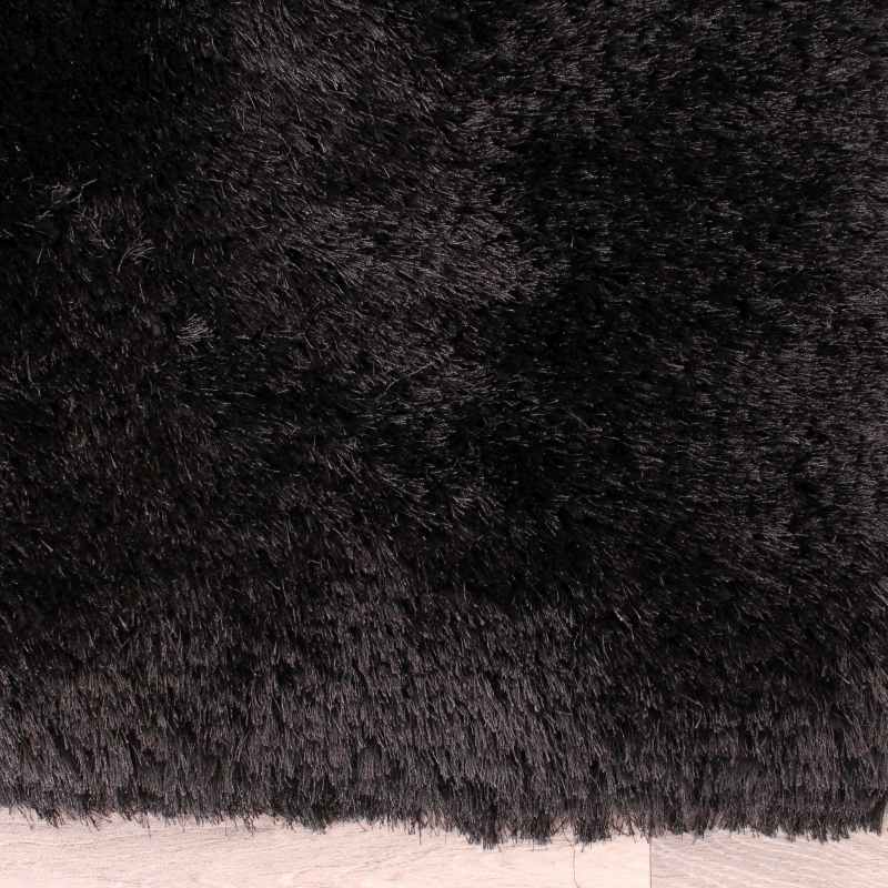 Mayfair Modern Plain Shaggy Rugs in Black