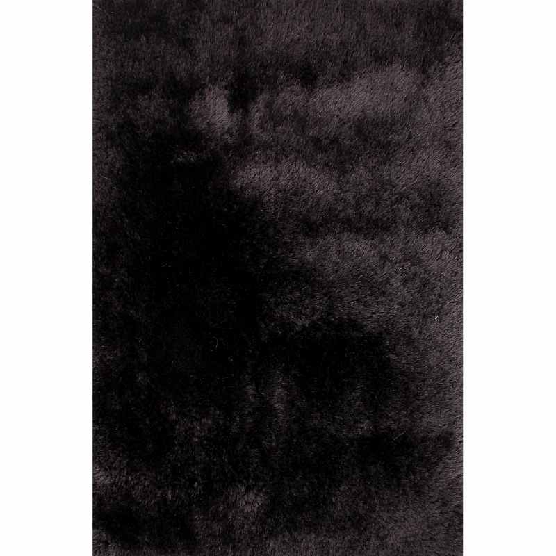 Mayfair Modern Plain Shaggy Rugs in Black
