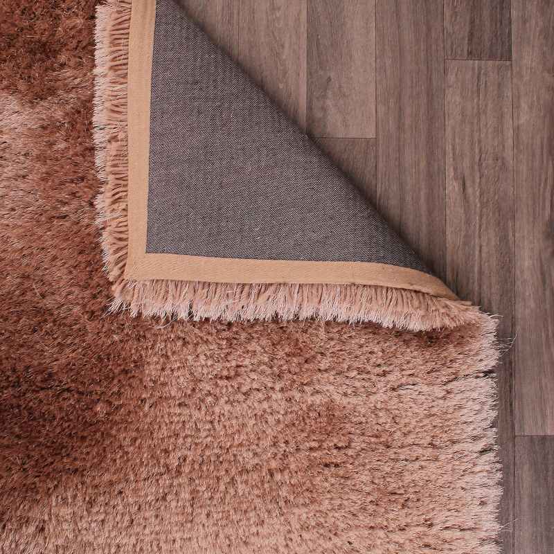 Mayfair Modern Plain Shaggy Rugs in Champagne Brown