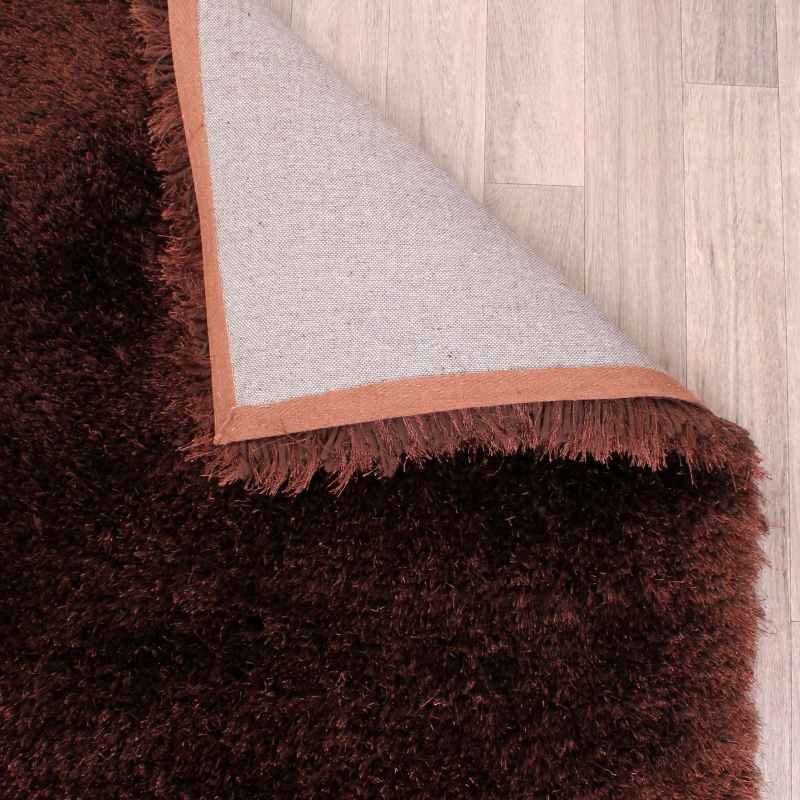 Mayfair Modern Plain Shaggy Rugs in Chocolate Brown