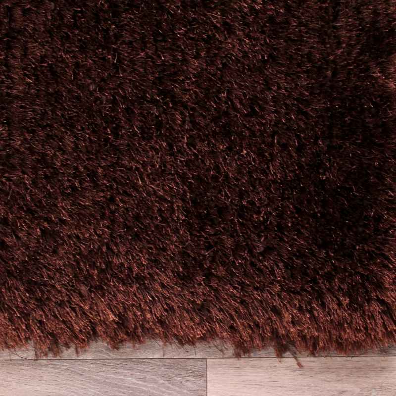 Mayfair Modern Plain Shaggy Rugs in Chocolate Brown