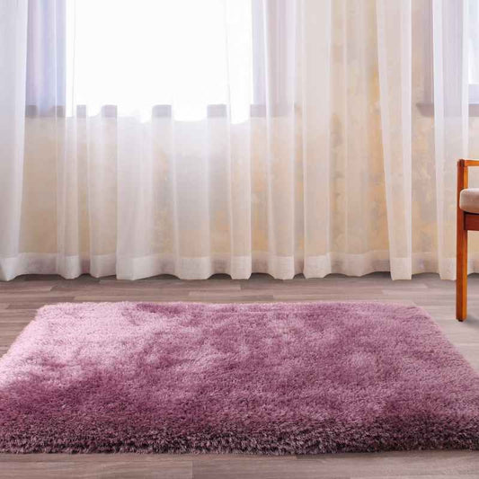 Mayfair Modern Plain Shaggy Rugs in Mauve
