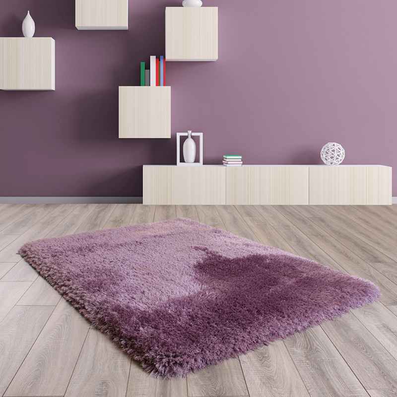 Mayfair Modern Plain Shaggy Rugs in Mauve