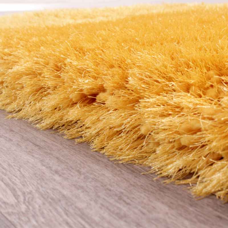 Mayfair Modern Plain Shaggy Rugs in Ochre Yellow