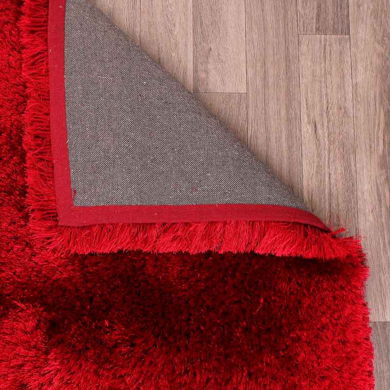 Mayfair Modern Plain Shaggy Rugs in Red