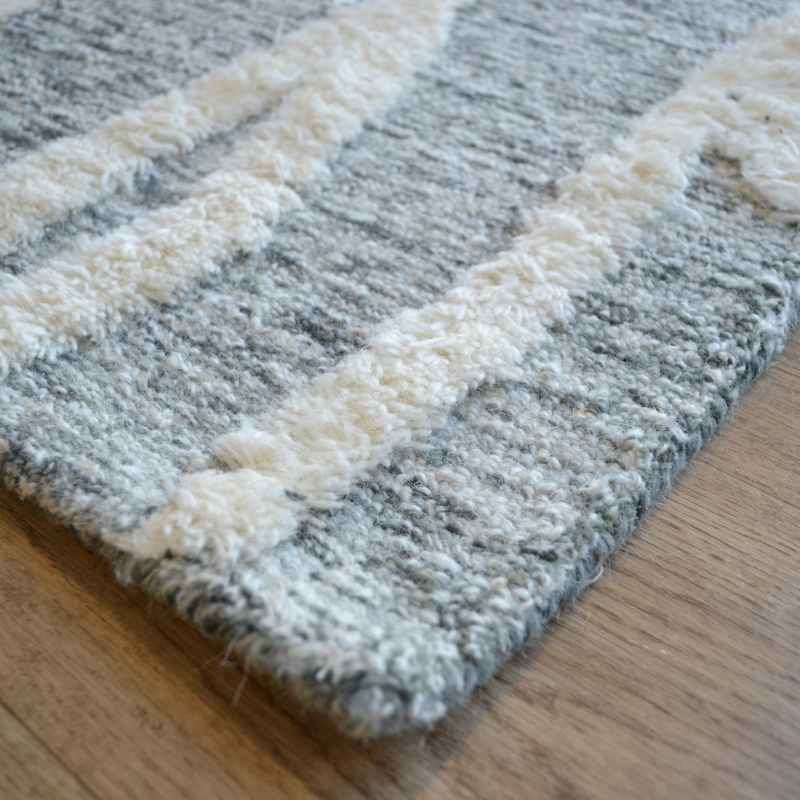 Megara Abstract Wool Rugs in Ivory Charcoal Grey