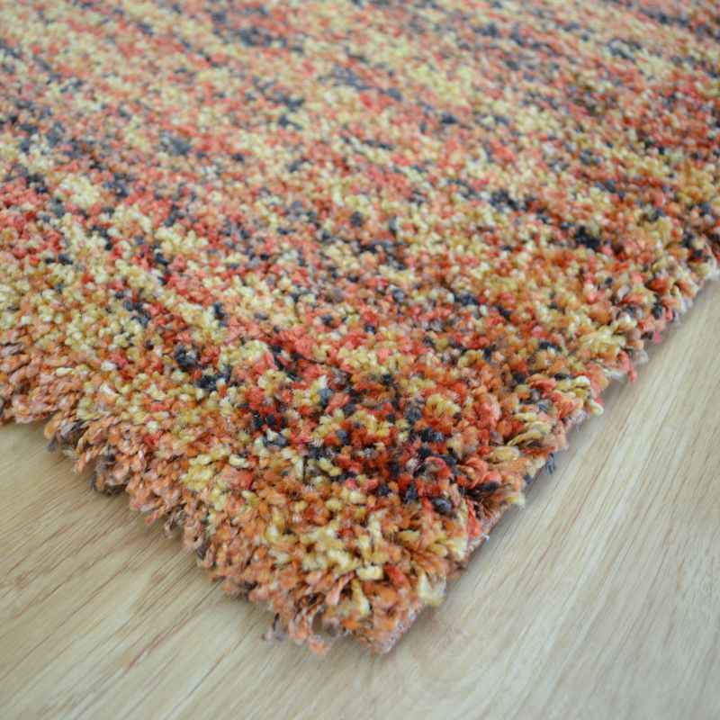 Mehari 23067 1595 Abstract Shaggy Rugs in Burnt Orange Multi