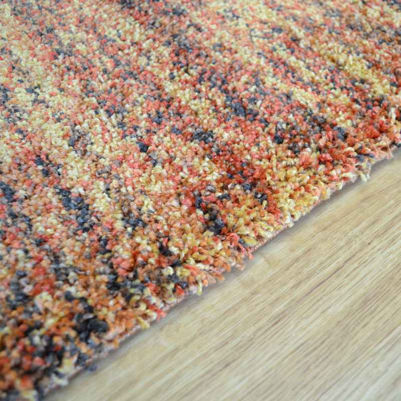Mehari 23067 1595 Abstract Shaggy Rugs in Burnt Orange Multi