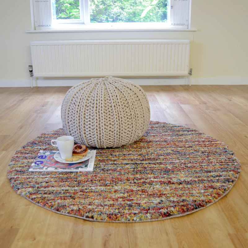 Mehari 23067 2959 Abstract Shaggy Circle Rugs in Rust