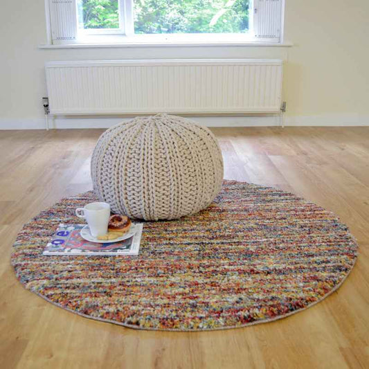 Mehari 23067 2959 Abstract Shaggy Circle Rugs in Rust