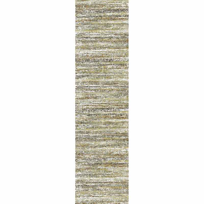 Mehari Shaggy Striped Runner Rugs 23094 6969 in Mustard Yellow