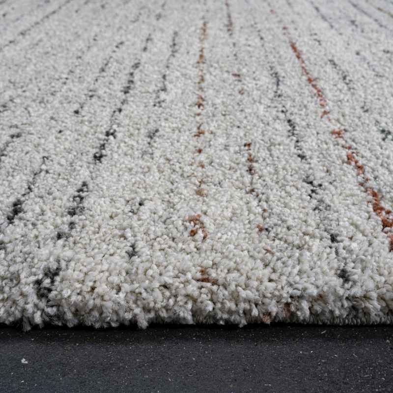 Mehari 23264 6767 Wilton Stripe Shaggy Rug in Cream White