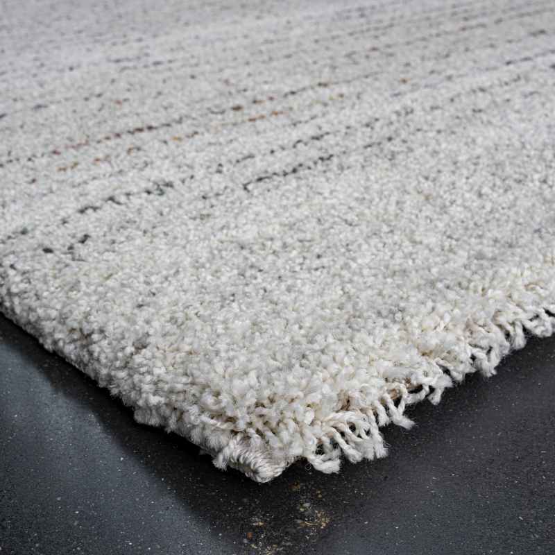 Mehari 23264 6767 Wilton Stripe Shaggy Rug in Cream White
