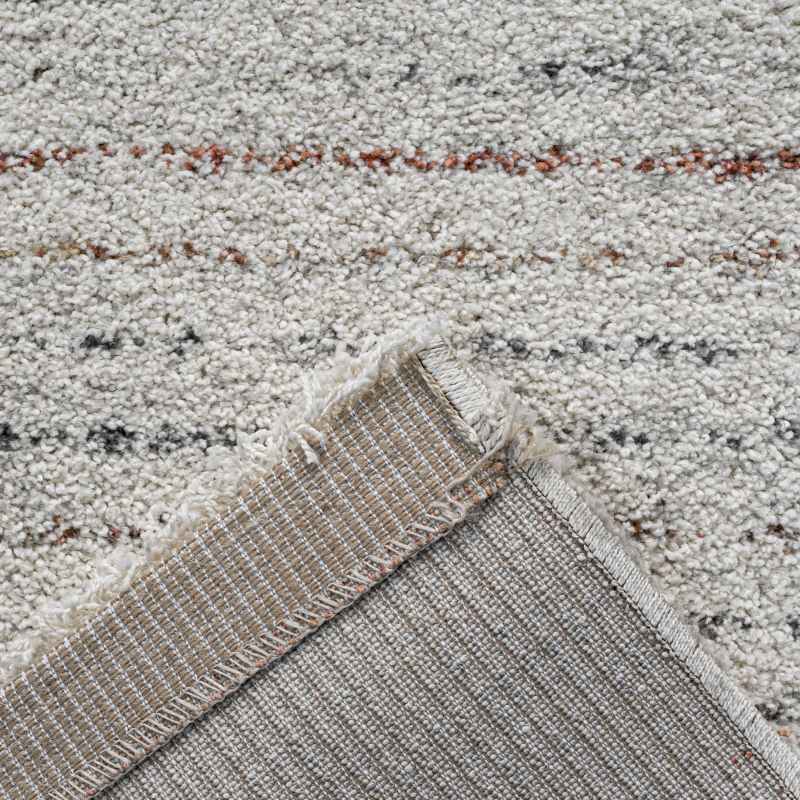 Mehari 23264 6767 Wilton Stripe Shaggy Rug in Cream White